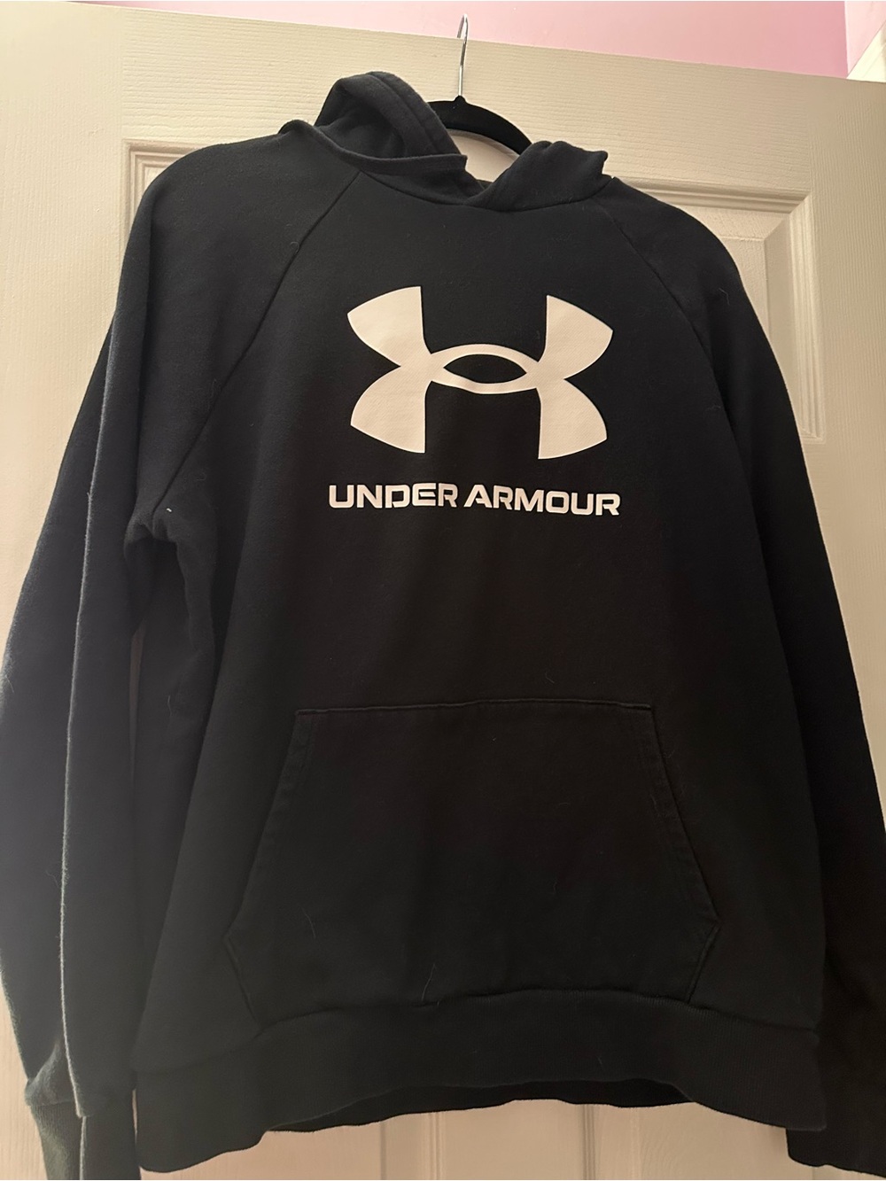 Under Armour Black Hoodie with White Logo - Men's Crewneck Style